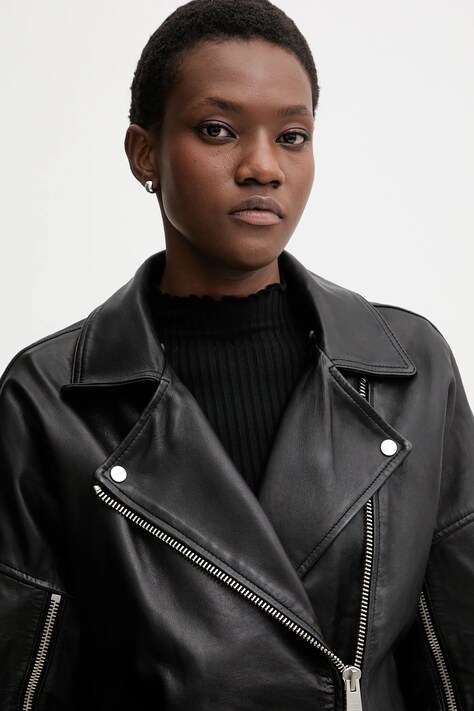 Δερμάτινo jacket AllSaints VENDRA χρώμα: μαύρο, W021LD