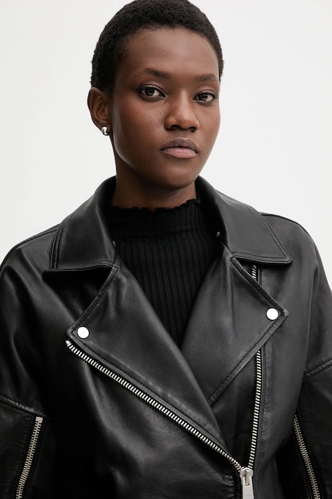 Δερμάτινo jacket AllSaints VENDRA χρώμα: μαύρο, W021LD