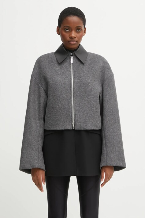 Sportmax geacă de lână VACUO culoarea gri, de tranziție, 2522086022600