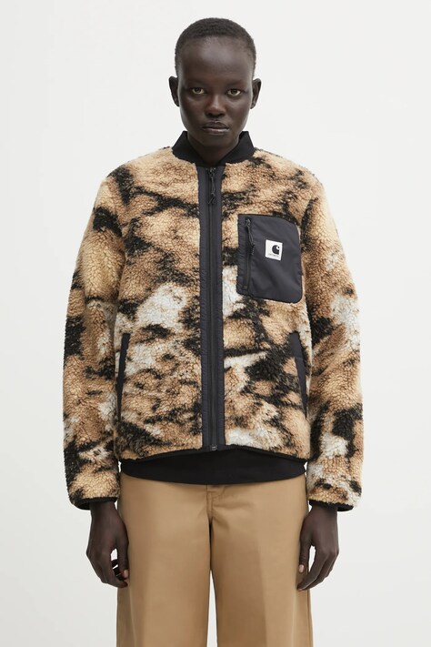 Carhartt WIP bluza polarowa W' Janet Liner damska kolor beżowy wzorzysta I035697.3BNXX