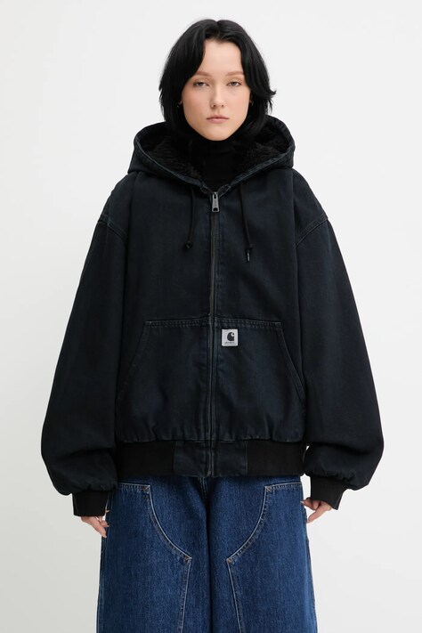 Bunda Carhartt WIP W' OG Active Jacket tmavomodrá farba, prechodná, oversize, I032240.01LF