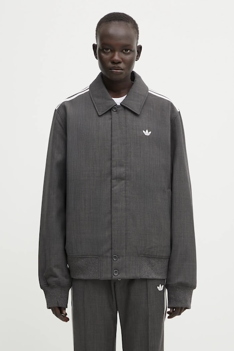 Jakna s dodatkom vune adidas Originals x Wales Bonner Wool Blouson boja: siva, za prijelazno razdoblje, KB2315
