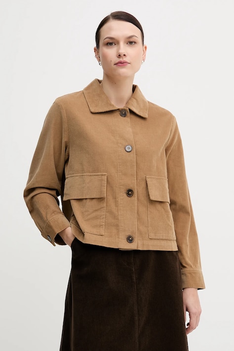 Πουκάμισο κοτλέ United Colors of Benetton χρώμα: καφέ, 294BDN091