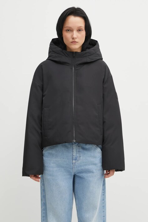 Maison Kitsuné geacă de puf Hooded Puffer culoarea negru, de iarnă, PW02208WQ4063