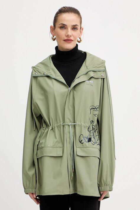 Coccinelle parka przeciwdeszczowa PEANUTS kolor zielony przejściowa E7.T1E.72.01.01