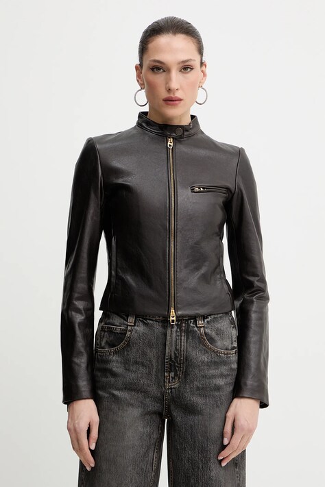 Miss Sixty kurtka skórzana kolor brązowy przejściowa 6S3LJ58000