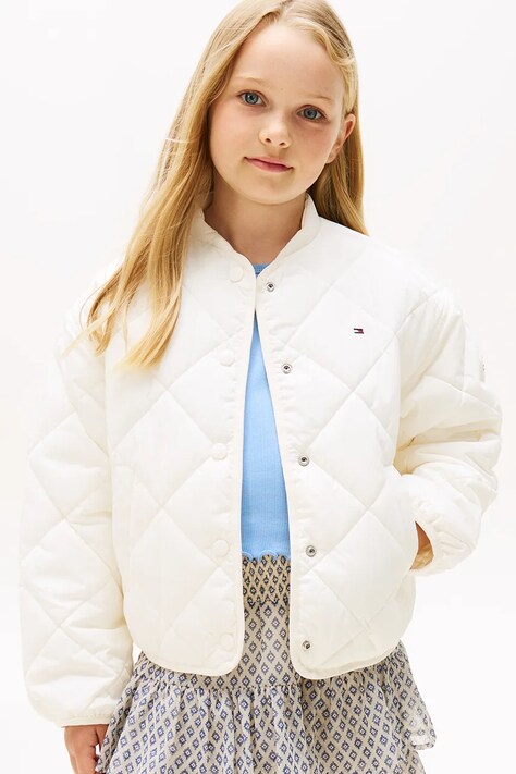 Дитяча куртка Tommy Hilfiger колір бежевий KG0KG08834