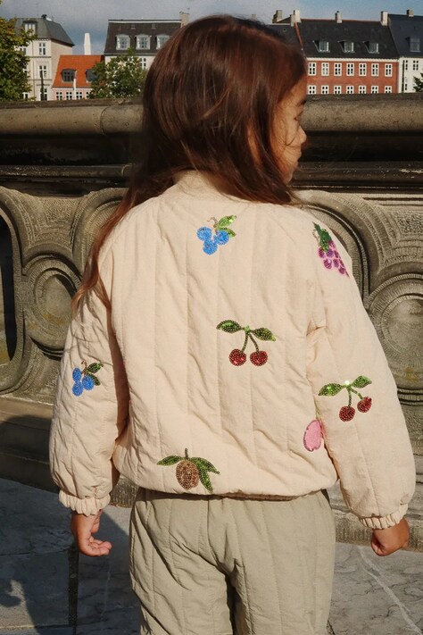 Konges Sløjd kurtka JUNO SEQUIN BOMBER JACKET kolor beżowy KS103490