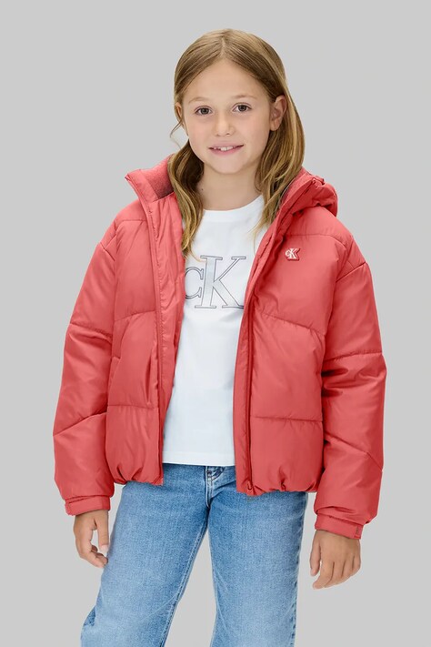 Calvin Klein Jeans kurtka dziecięca kolor różowy IG0IG02056
