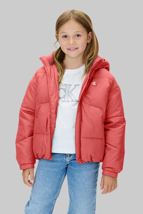 Calvin Klein Jeans kurtka dziecięca kolor różowy IG0IG02056
