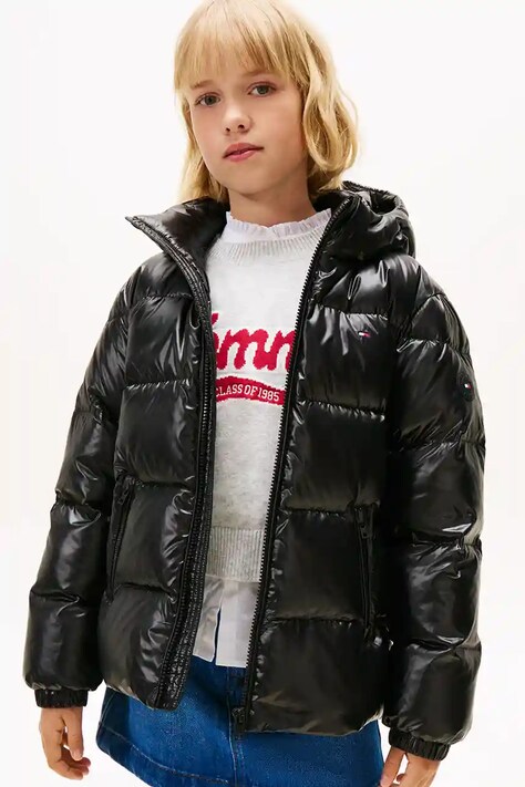 Дитяча пухова куртка Tommy Hilfiger колір чорний KG0KG08758