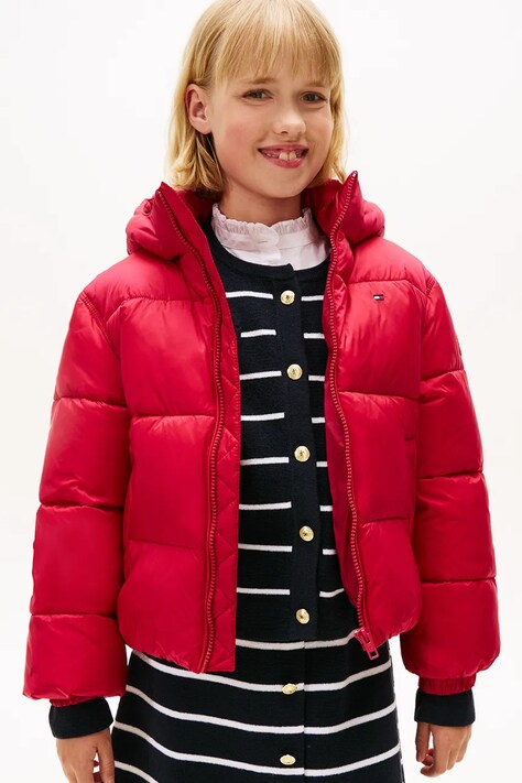 Tommy Hilfiger kurtka dziecięca kolor czerwony KG0KG08759