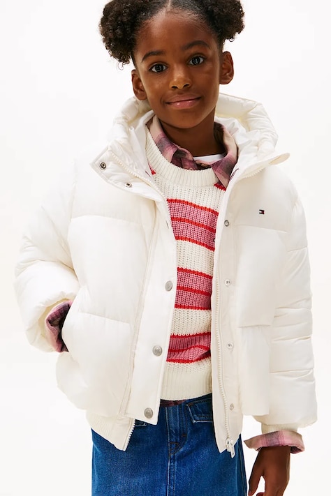 Dětská bunda Tommy Hilfiger bílá barva, KG0KG08861