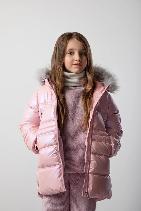Dětská bunda Coccodrillo růžová barva, OUTERWEAR GIRL KIDS