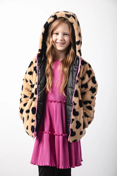 Coccodrillo kurtka dwustronna dziecięca kolor brązowy OUTERWEAR GIRL KIDS