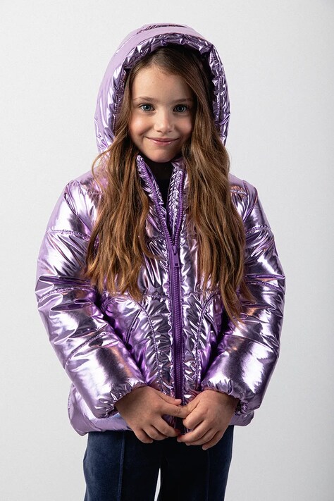 Coccodrillo kurtka zimowa dziecięca kolor fioletowy OUTERWEAR GIRL KIDS