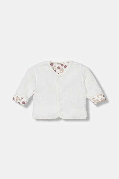 United Colors of Benetton bluza polarowa niemowlęca kolor biały gładka 3EKNA501R