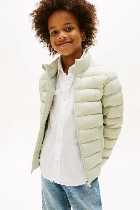 Tommy Hilfiger kurtka dziecięca kolor turkusowy KS0KS00652