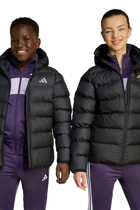 Παιδικό μπουφάν adidas χρώμα: μαύρο, JL7430