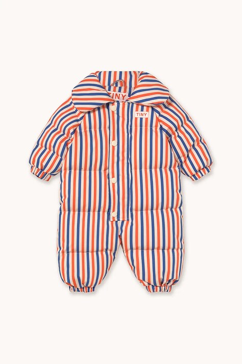Tinycottons kombinezon niemowlęcy STRIPES PADDED OVERALL kolor pomarańczowy AW25-148