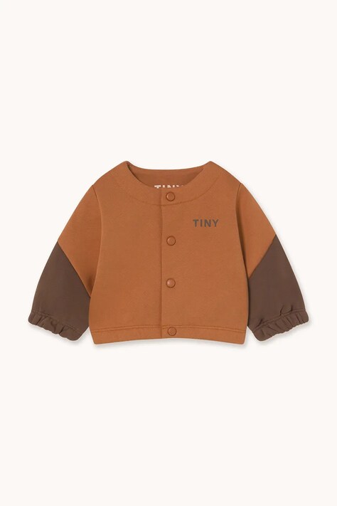 Tinycottons kurtka niemowlęca TINY COLOR BLOCK BABY JACKET kolor brązowy AW25-276