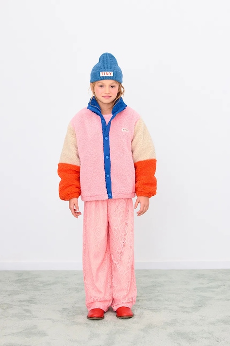 Παιδικό μπουφάν Tinycottons COLOR BLOCK POLAR SHERPA JACKET χρώμα: ναυτικό μπλε, AW25-360