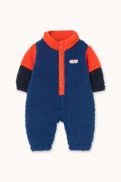 Tinycottons kombinezon niemowlęcy COLOR BLOCK POLAR SHERPA ONE-PIECE kolor pomarańczowy AW25-361