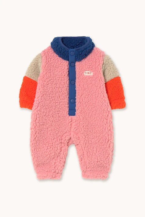 Tinycottons kombinezon niemowlęcy COLOR BLOCK POLAR SHERPA ONE-PIECE kolor granatowy AW25-361