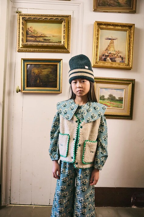 Tinycottons bezrękawnik dziecięcy SHERPA VEST kolor beżowy AW25-381