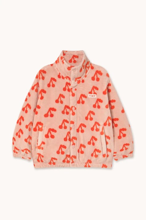 Tinycottons kurtka dziecięca CHERRIES POLAR JACKET kolor pomarańczowy AW25-568