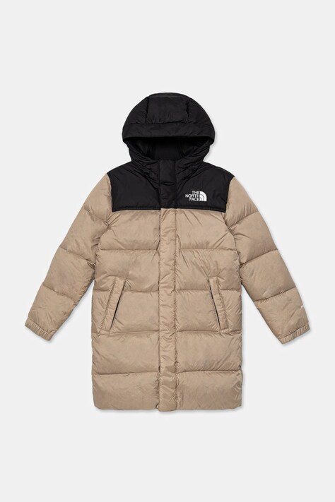 Dětská péřová bunda The North Face TEEN NUPTSE LONG PARKA zelená barva, NF0A88UFBOX1