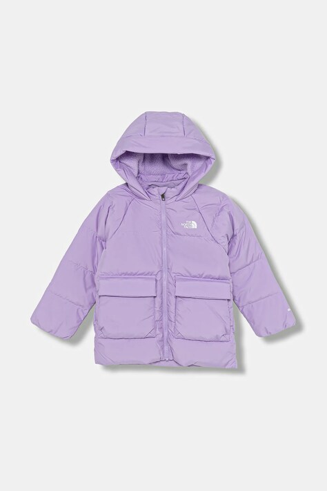 The North Face kurtka puchowa dziecięca KID NORTH DOWN FLEECE LINED PARKA kolor fioletowy NF0A88VFQZI1