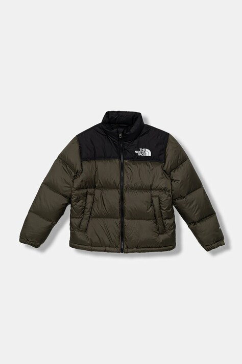 Detská páperová bunda The North Face TEEN 1996 RETRO NUPTSE JACKET zelená farba, NF0A8A4C21L1