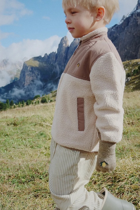 Konges Sløjd geacă copii FLYNN FLEECE JACKET GRS culoarea bej, KS103464