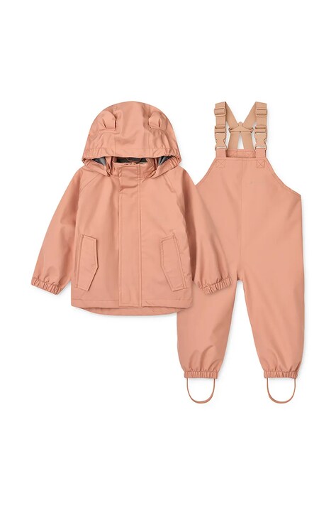 Liewood kurtka i spodnie niemowlęce Manu Rainwear Set kolor pomarańczowy LW19910