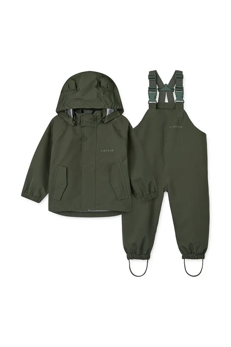 Liewood kurtka i spodnie niemowlęce Manu Rainwear Set kolor zielony LW19910