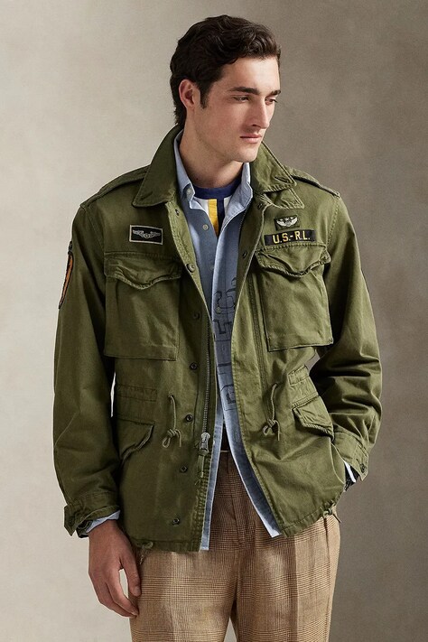 Bombažna jakna Polo Ralph Lauren zelena barva, 710970575