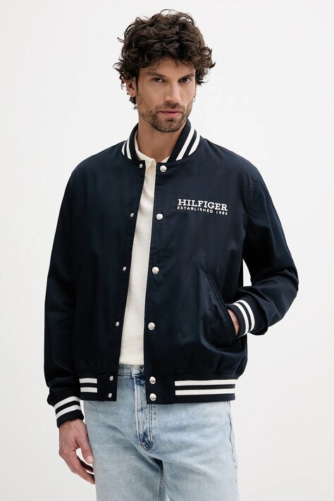 Tommy Hilfiger geacă bomber culoarea bleumarin, de tranzitie, MW0MW40647