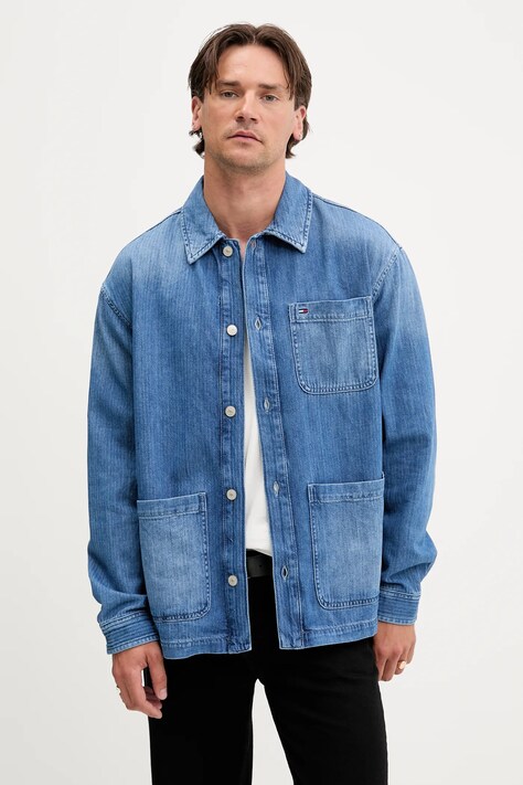 Tommy Jeans kurtka koszulowa kolor niebieski przejściowa DM0DM21241