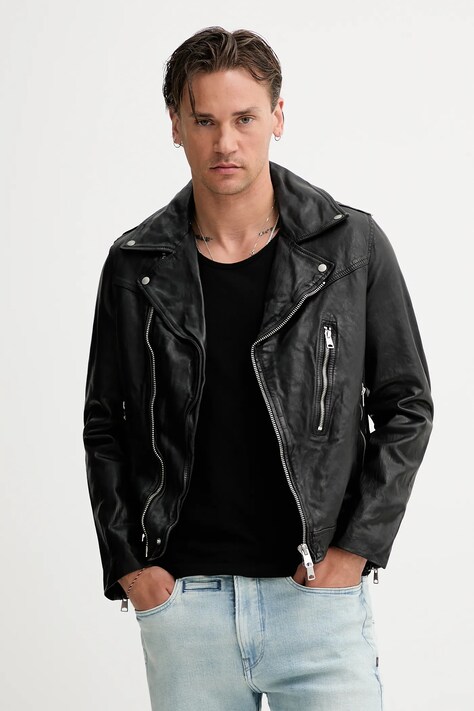 Δερμάτινo jacket AllSaints COMET χρώμα: μαύρο, M021LC