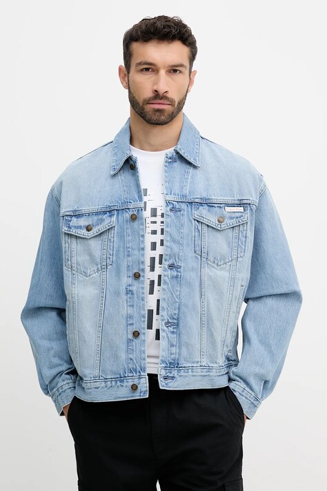 Calvin Klein Jeans kurtka kolor niebieski przejściowa LV04RB794G