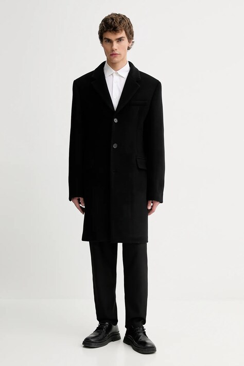 Filippa K płaszcz z dodatkiem wełny kolor czarny 31659