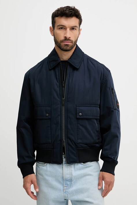 BOSS Orange geacă bomber culoarea bleumarin, de tranziție, 50543492