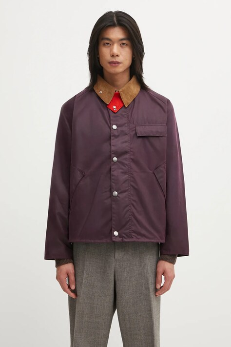 Barbour kurtka bawełniana x Paul Smith Transport Wax kolor bordowy przejściowa MWX2516PU71
