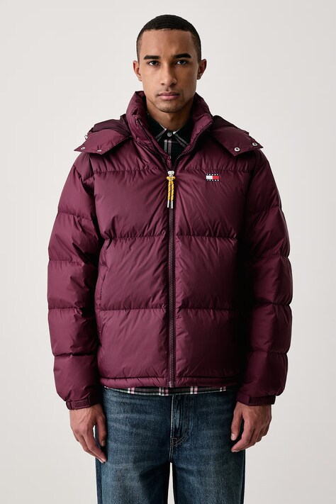 Tommy Jeans Péřová bunda pánská burgundská DM0DM22036