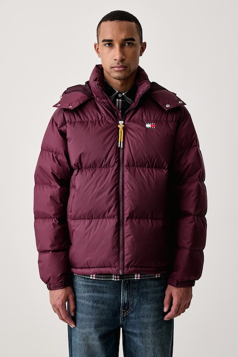 Tommy Jeans Péřová bunda pánská burgundská DM0DM22036