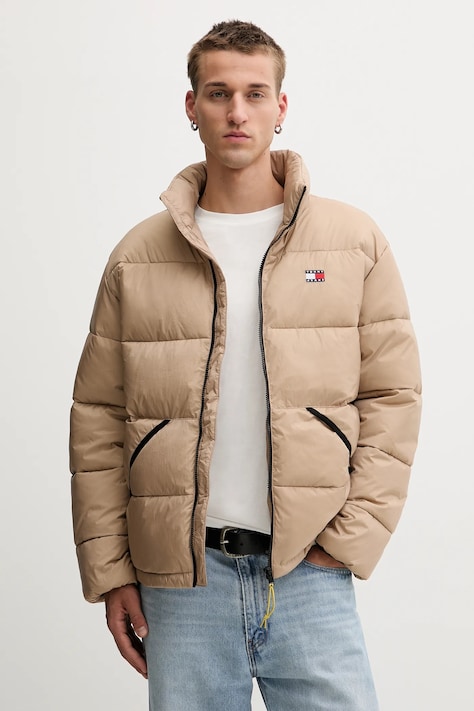 Bunda Tommy Jeans hnedá farba, zimná, DM0DM22040