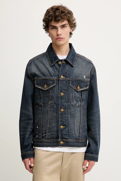 HUGO kurtka jeansowa kolor granatowy przejściowa oversize 50542904
