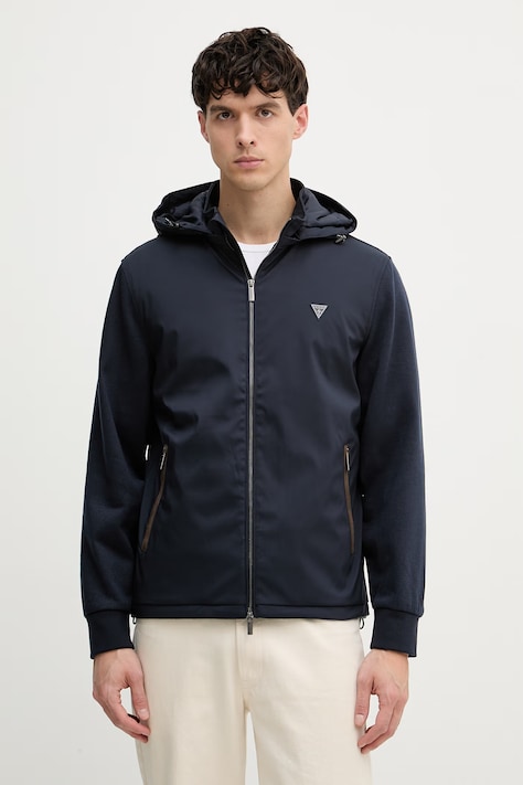 Jakna Guess boja: crna, za prijelazno razdoblje, M4YL27 WEDJ0