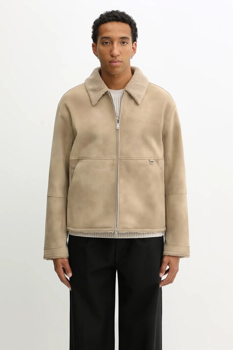 Represent kurtka Shearling Jacket kolor beżowy przejściowa oversize MLM100132